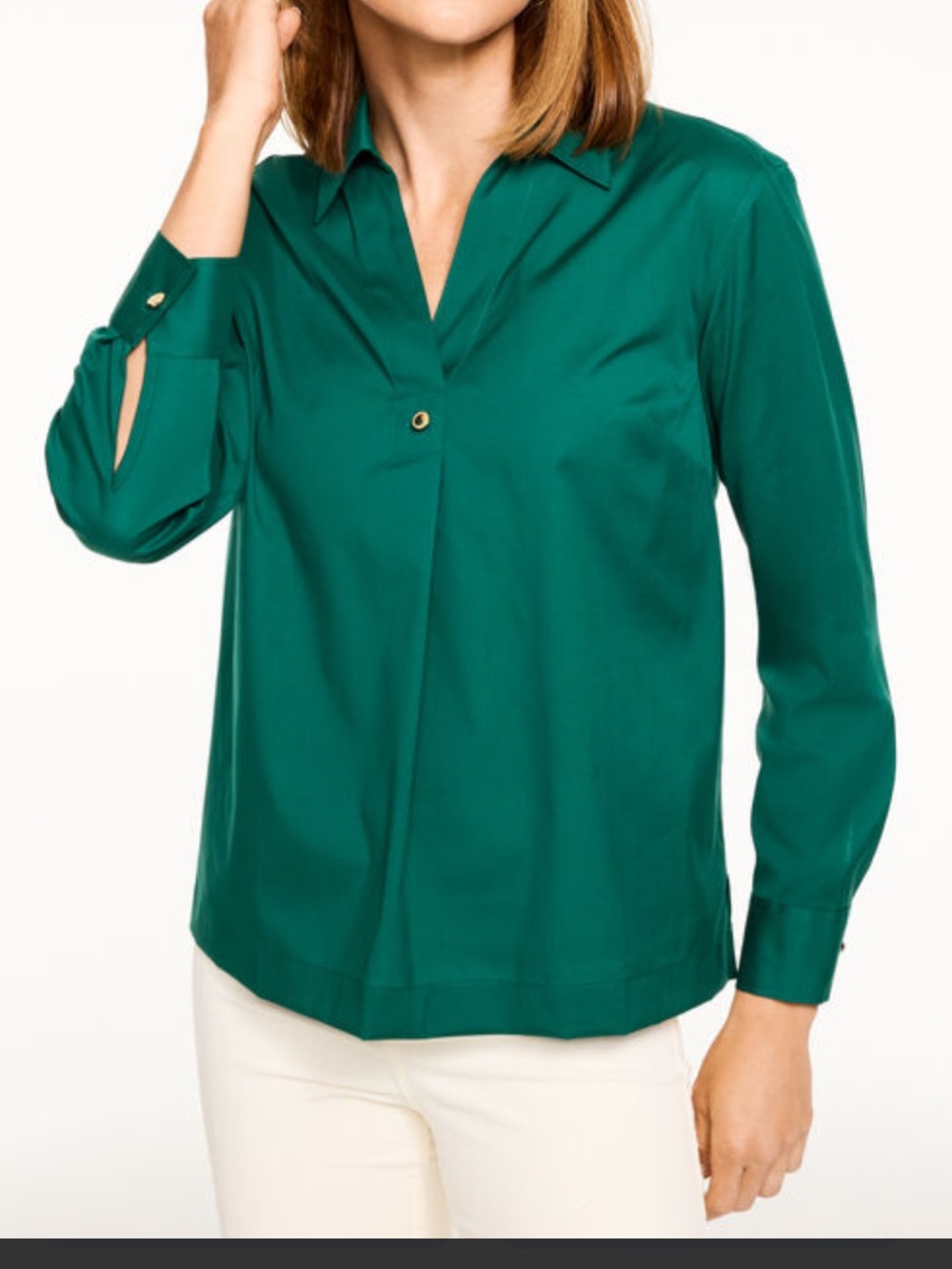 Chico's Emerald Green Button-Front Shirt Jacket